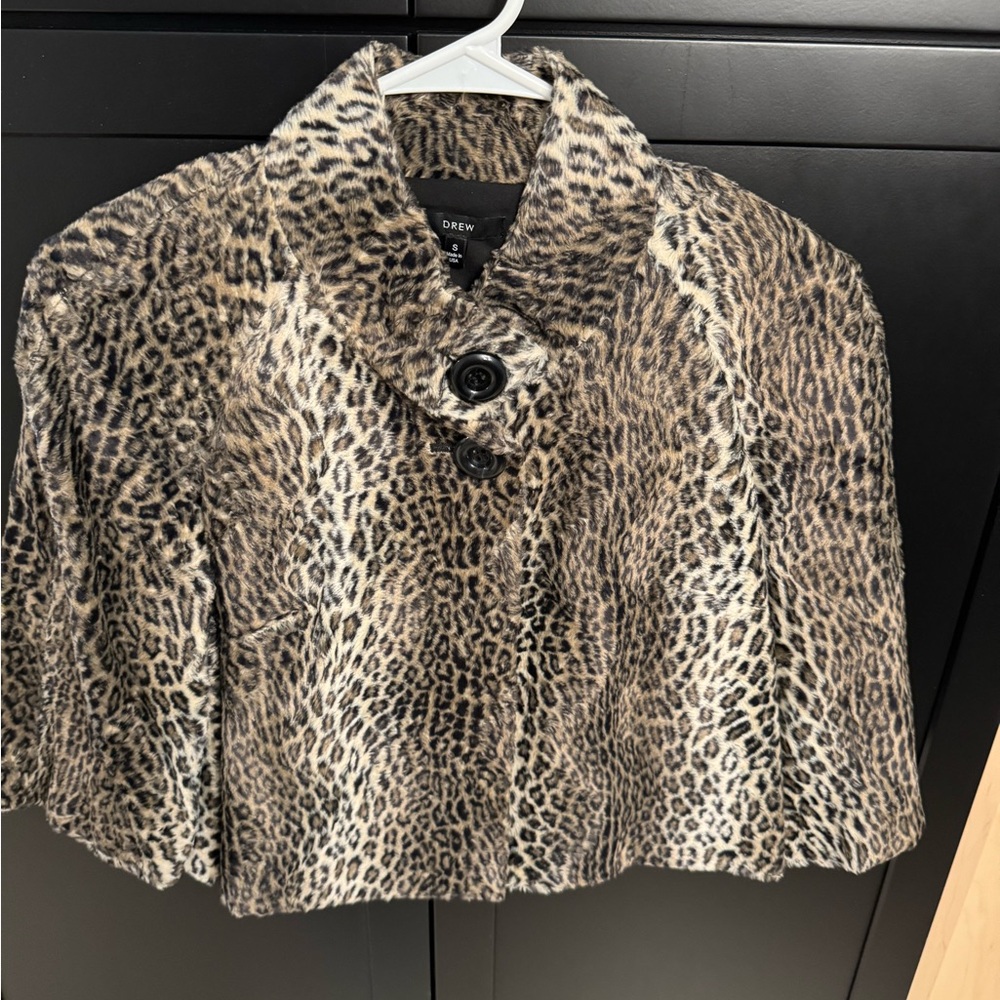 Drew Leopard Print Cape Jacket - image 1